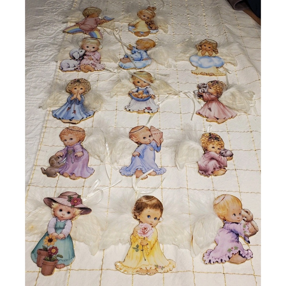 Bradford Edition Small‎ Blessings Christmas Ornaments Children Angels Set of 14